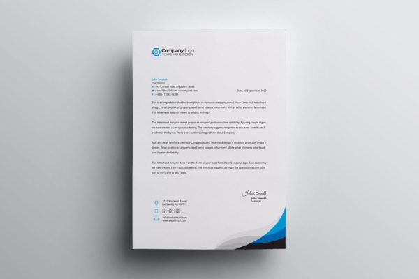 简约风企业信笺信纸设计模板 Letterhead