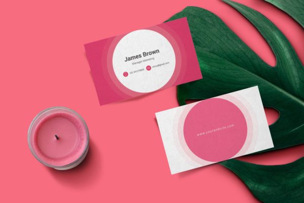 粉红色圆形企业蚂蚁素材精选名片模板v02 Corporate Business Card Typica Vol.02