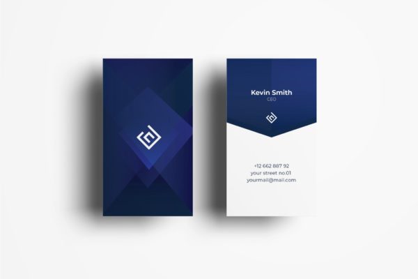 蓝色配色竖版设计企业名片模板v59 Business Card Template.v59