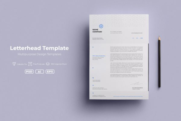 极简版式企业品牌信纸设计模板v62 SRTP- Letterhead Template.62