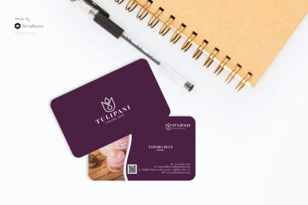 SPA美容会所圆角蚂蚁素材精选名片模板 Tulipani Spa – Business Card RB