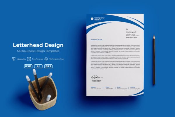 极简主义风格标准企业信纸模板v05 ADL Letterhead Templates.v05