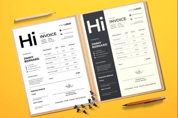 企业服务发票清单/票据设计模板v9 Invoice vol.9