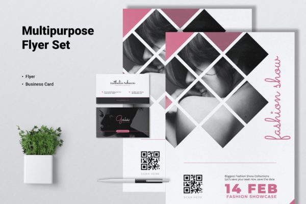 时装秀/活动传单&蚂蚁素材精选名片模板 GAIA Fashion Show / Event Flyer & Business Card