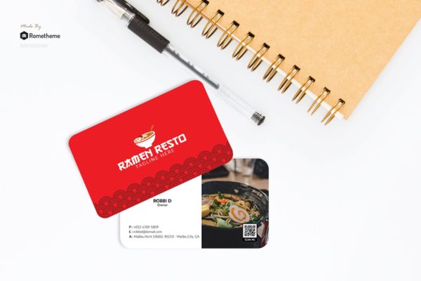 拉面馆拉面品牌企业蚂蚁素材精选名片模板 Ramen Resto – Business Card Template RB
