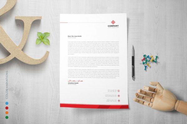 四种配色风格企业信封设计模板 Letterhead