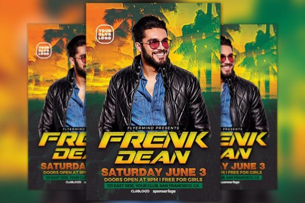 DJ音乐人物海报PSD模板 DJ Frank Flyer Template