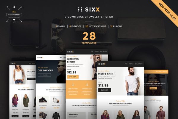 电商网站EDM订阅邮件设计UI模板 E-commerce Enewsletter UI Kit