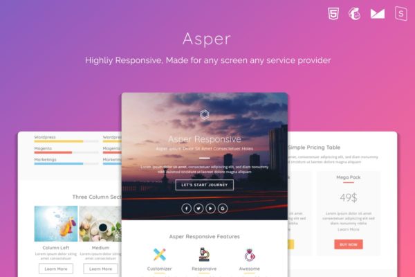响应式多用途EDM邮件模板蚂蚁素材精选 Asper Responsive Multipurpose Email Template