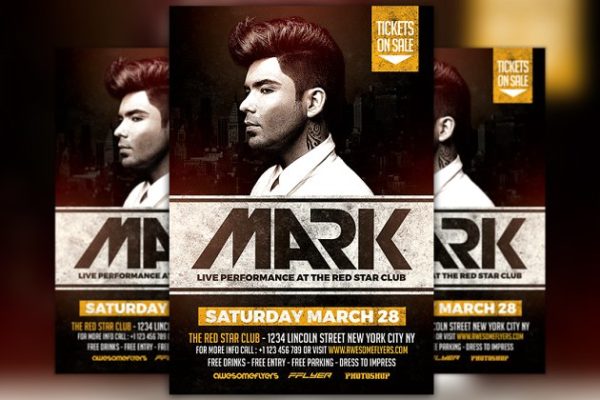 电子音乐DJ派对宣传传单模板 Live Electro DJ Flyer Template