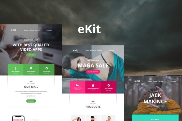 80+EDM邮件模板第一素材精选套装 eKit Mail 80+ Modules  Email Templates
