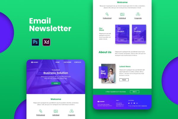 企业商业解决方案提供商推广EDM邮件模板蚂蚁素材精选 Business Solution Email Newsletter