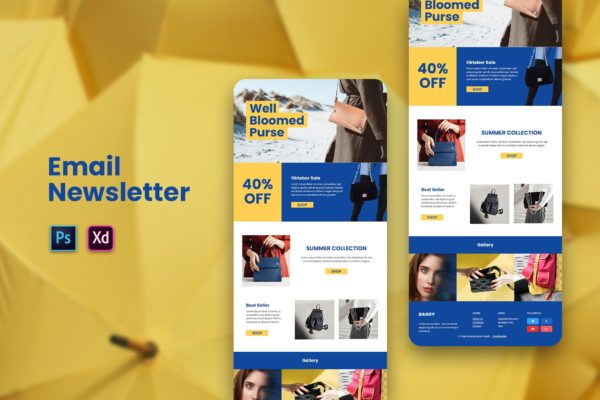 时尚品牌手袋促销活动推广EDM邮件模板第一素材精选 Bag Fashion Email Newsletter