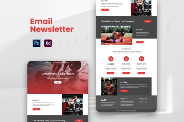 健身俱乐部推广活动EDM邮件模板第一素材精选 Healthy & Fitness Email Newsletter