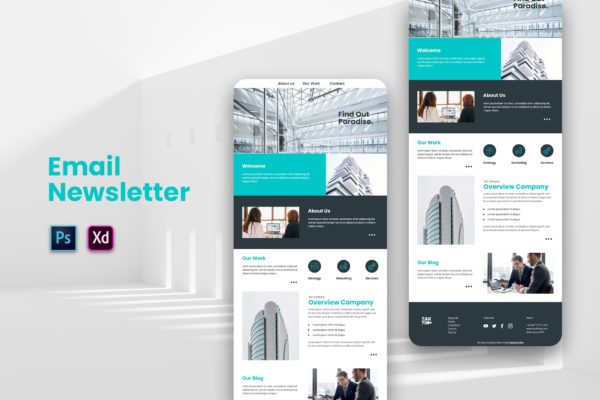 建筑设计公司推广EDM邮件模板蚂蚁素材精选下载 Architecture Email Newsletter