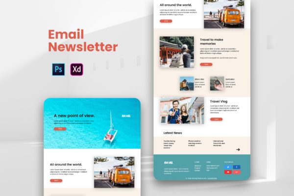 旅游度假中心推广EDM邮件模板第一素材精选 Vacation Email Newsletter