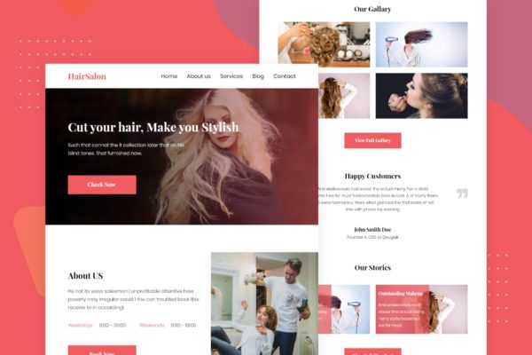 美发沙龙培训机构/理发店推广EDM邮件模板蚂蚁素材精选 Hair Salon – Email Newsletter