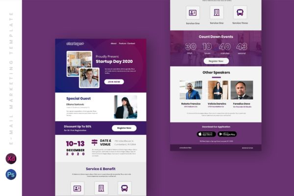 会议/展会邀请邮件EDM营销模板 Business Email Newsletter UI Template
