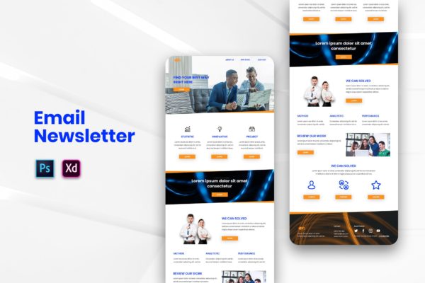 咨询服务公司企业推广EDM邮件营销模板下载 Email Newsletter