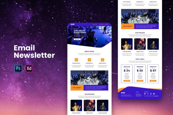 大型主题演讲宣传推广EDM邮件模板蚂蚁素材精选下载 Email Newsletter