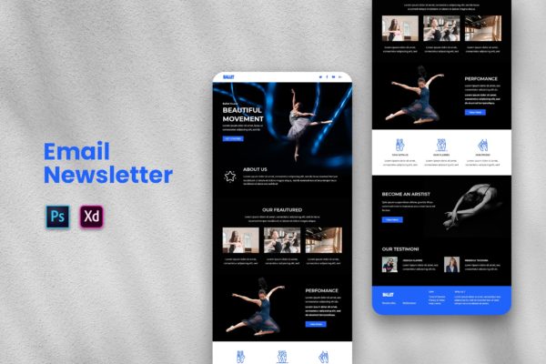 芭蕾舞培训机构招生EDM推广邮件设计模板 Email Newsletter