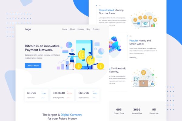 比特币交易平台EDM邮件营销模板 Bitcoin – Email Newsletter