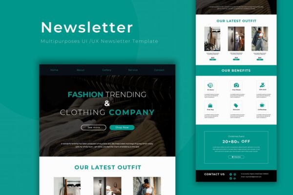 时尚品牌企业邮件订阅设计模板 Fashion Newsletter