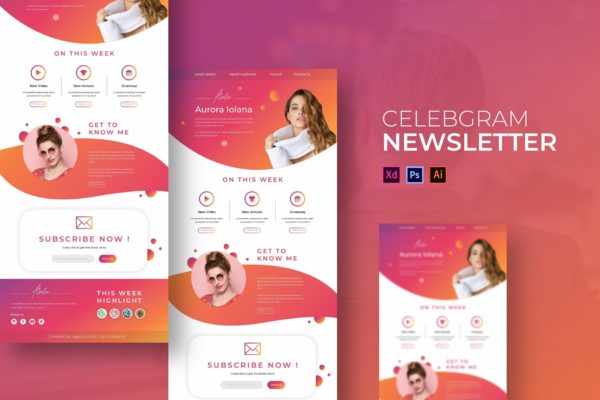 时尚博主邮件订阅设计模板 Celebgram | Newsletter