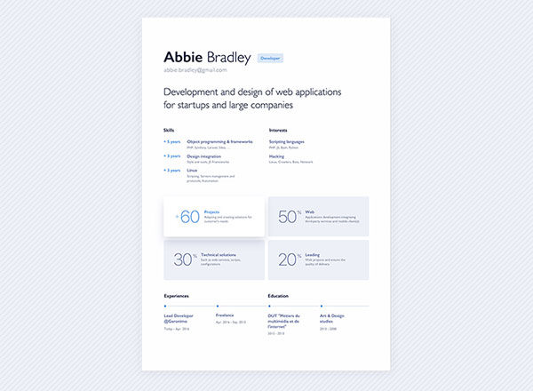 简约实用的简历PSD模版 Minimal Resume PSD Template