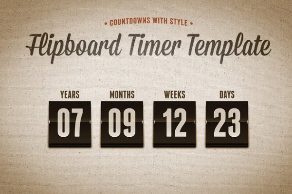 翻页倒计时页面PSD模板蚂蚁素材精选 Flipboard Countdown Timer Template