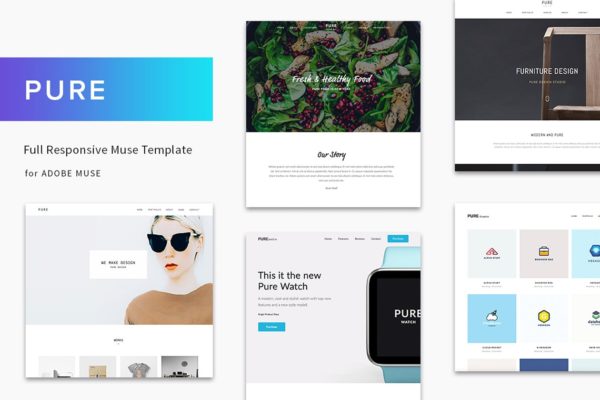 创意工作室个人博客Muse网站模板蚂蚁素材精选 Pure – Full Responsive Muse Template