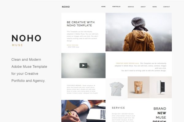 现代简约创意多用途Muse网站模板蚂蚁素材精选 NOHO – Creative Muse Template