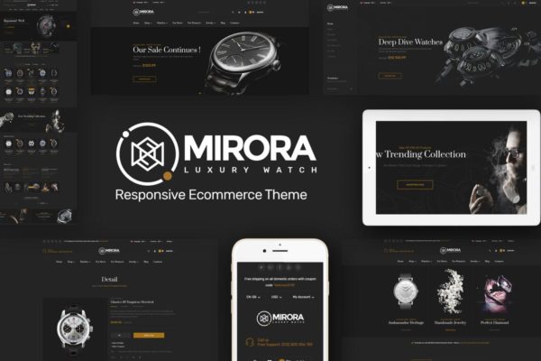 奢侈品电商网站Opencart主题 Mirora – Watch & Luxury Store Opencart Theme