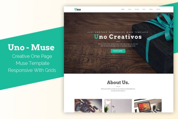 响应式品牌网站单页Muse模板蚂蚁素材精选 Uno – Responsive One Page Muse Template