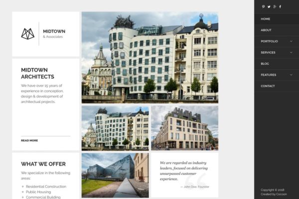 建筑设计策划品牌咨询官网Drupal主题 Midtown Architects – Drupal 8.5 Theme