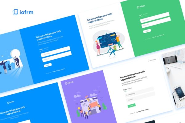 现代标准网站注册登陆页面模板蚂蚁素材精选合集 Iofrm – Login and Register Form Templates