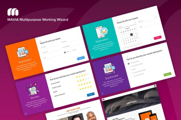 现代设计风格表单页面HTML模板蚂蚁素材精选 Mavia – Multipurpose Form Wizard