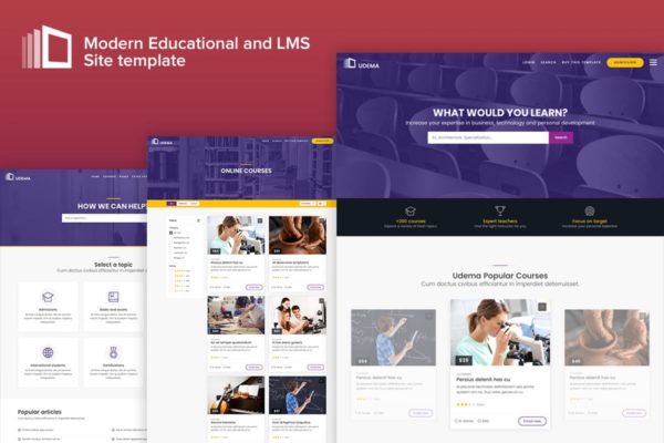 现代教育网站HTML模板蚂蚁素材精选 Udema – Modern Educational Site Template