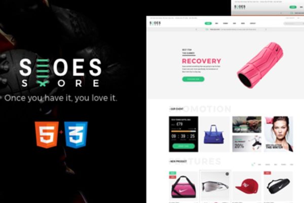 鞋帽运动装备电商网站HTML模板第一素材精选 Shoes – eCommerce HTML5 Template