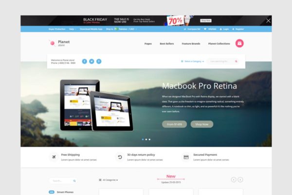 电脑数码类电商购物网站Shopify主题 Planet Tech Store – Ecommerce Shopify Theme