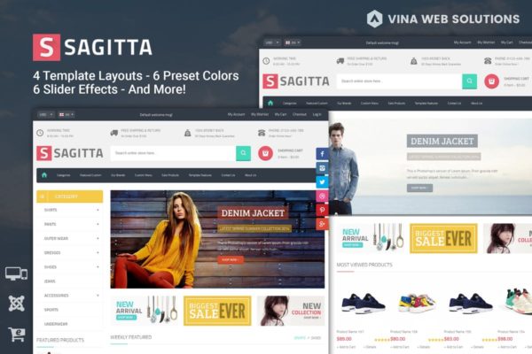响应式电商购物网站Joomla主题模板蚂蚁素材精选 Sagitta – Responsive Joomla eCommerce Template