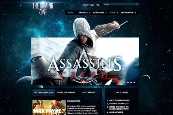 游戏电子竞技主题Joomla网站主题模板蚂蚁素材精选 Hot Gaming Zone