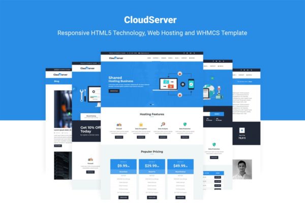 云计算技术＆服务器服务提供商网站WHMCS模板蚂蚁素材精选 CloudServer | Technology, Hosting & WHMCS Template