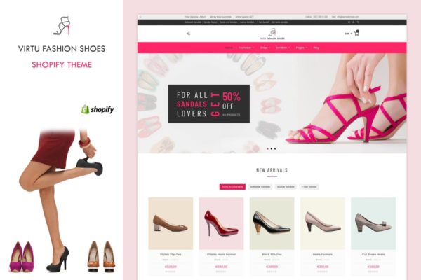 时尚女鞋品牌网站&商城Shopify主题模板蚂蚁素材精选 Virtu – Fashion Shoes Store Shopify Theme