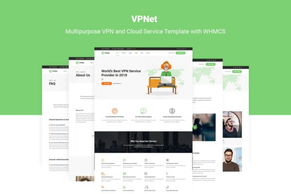 VPN＆云服务器提供商网站WHMCS模板蚂蚁素材精选 VPNet – VPN and Cloud Service Template with WHMCS