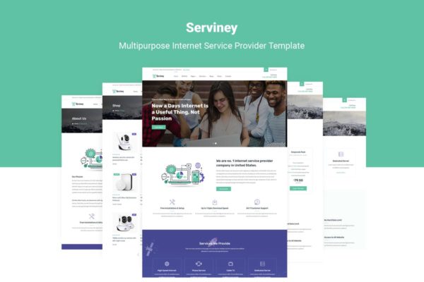 互联网技术服务商网站HTML模板蚂蚁素材精选 Serviney – Internet Service Provider HTML Template