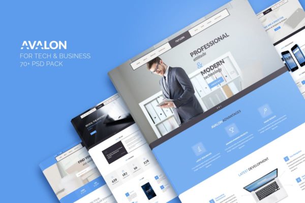 商业＆技术服务网站设计PSD模板蚂蚁素材精选 Avalon — Business & Technology PSD Template