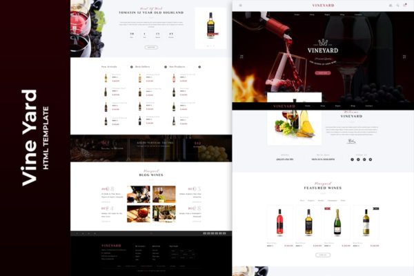 葡萄酒品牌网站设计HTML模板蚂蚁素材精选 Vine Yard HTML Template