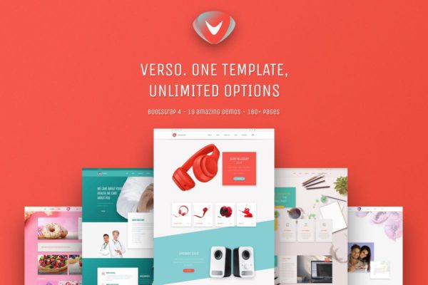 独特响应式多用途Bootstrap网站模板蚂蚁素材精选 Verso – Unique Responsive Multipurpose Bootstrap 4