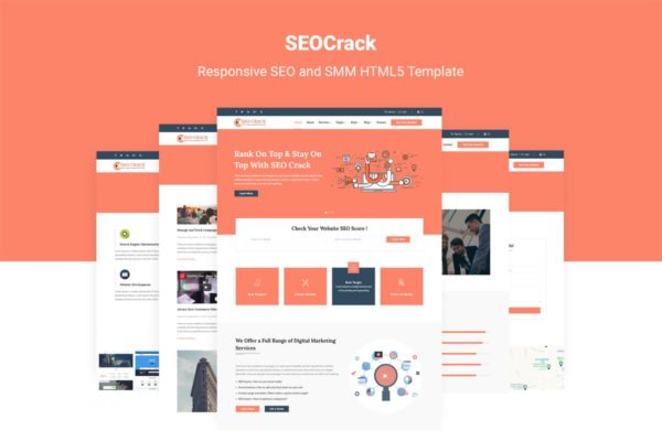 SEO&SMM服务提供商网站设计HTML5模板第一素材精选 SEOCrack | SEO and SMM HTML5 Template